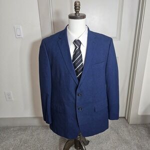 Lauren Ralph Lauren Mens 44R Blue Cotton Blend 2 Button Blazer Sport Coat 44 R